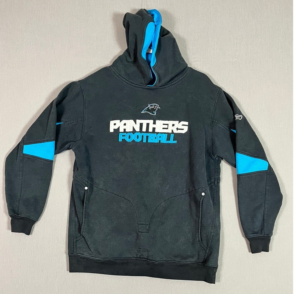 Vintage Y2K Carolina Panthers Reebok Hoodie XL Black NFL Onfield Football GOOD